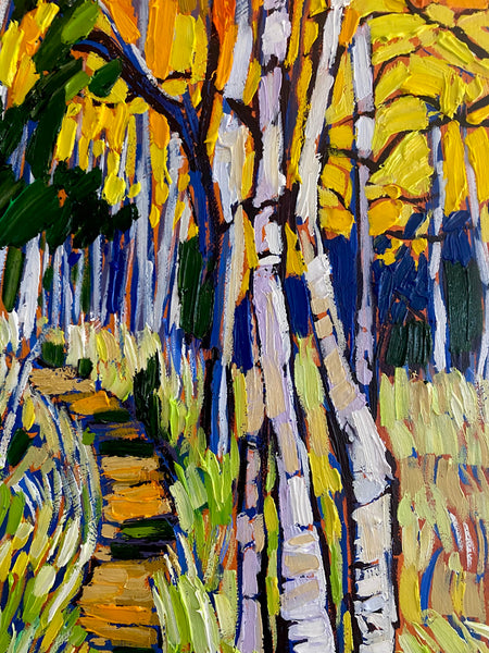 Golden Birch Trees Along the Path